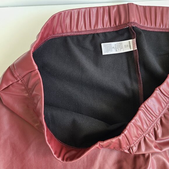 NWT Women's Old Navy Vegan Leather Leggings XXL Burgundy Skinny Pants Cosplay - Picture 6 of 9